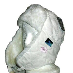 Montreal Canadiens Womens Trapper Style Fur White Beanie Winter Hat Cap New Nhl